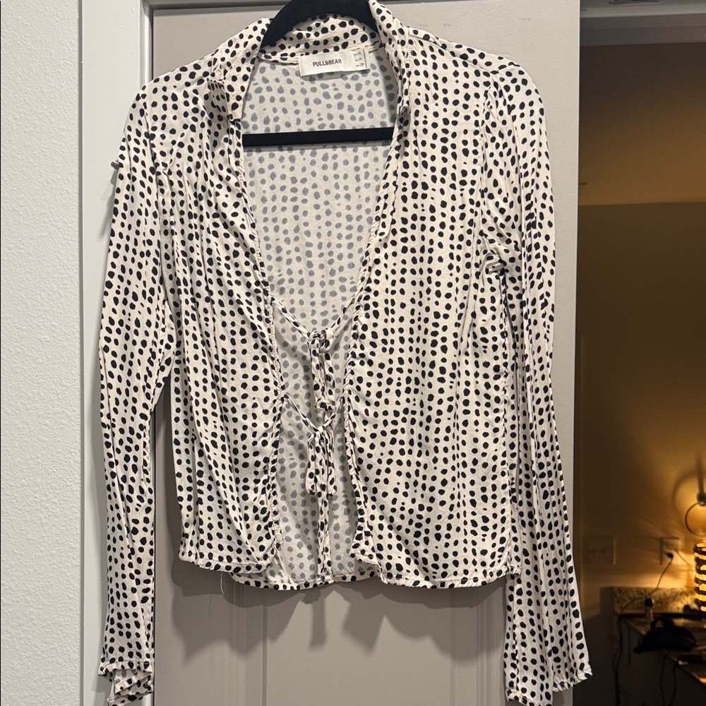 Pull&Bear Black and White Polka Dot Top